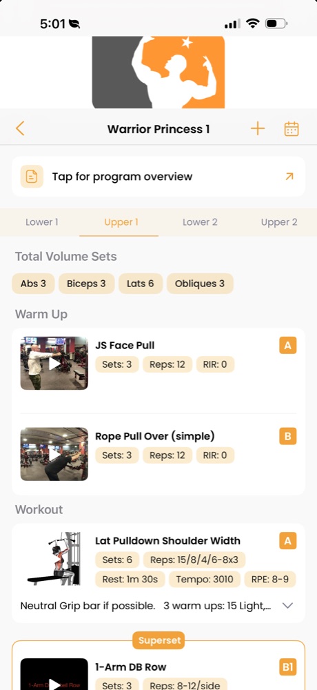 The Magna Me app showing a live training program